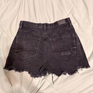 American Eagle Outfitters Black Distressed High-Rise Denim Shorts
